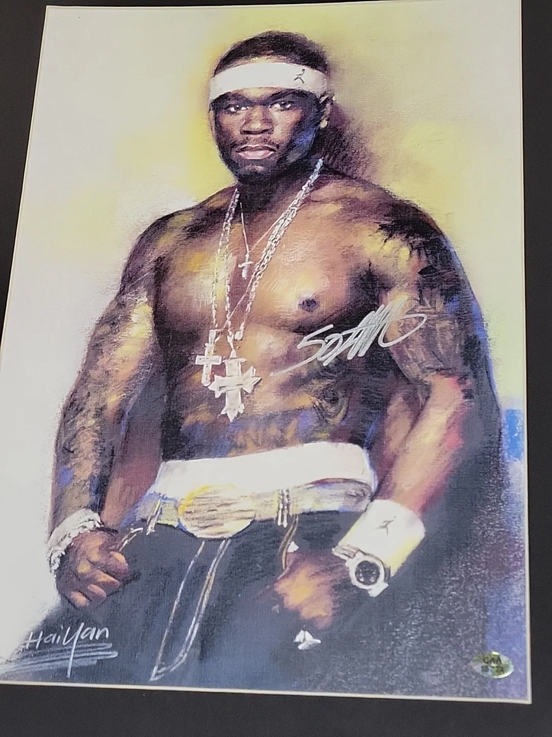 50 CENT SIGNED AUTOGRAPH Matted Print Haiyan - 20" x 16", image 5