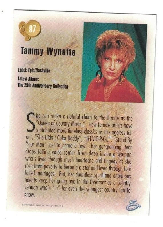 Tammy Wynette Signed Autographed 1993 Country Gold CMA Card Singer, image 2