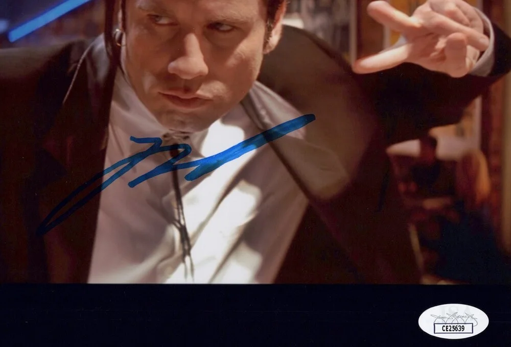JOHN TRAVOLTA — John Travolta signed "PULP FICTION" 8x10 Photo e AUTOGRAPH Vincent Dance JSA COA, image 3