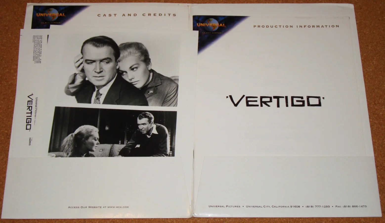 VERTIGO -Hitchcock -rare 1996 US press kit, with 2 stills/photos - Saul Bass art, изображение 2