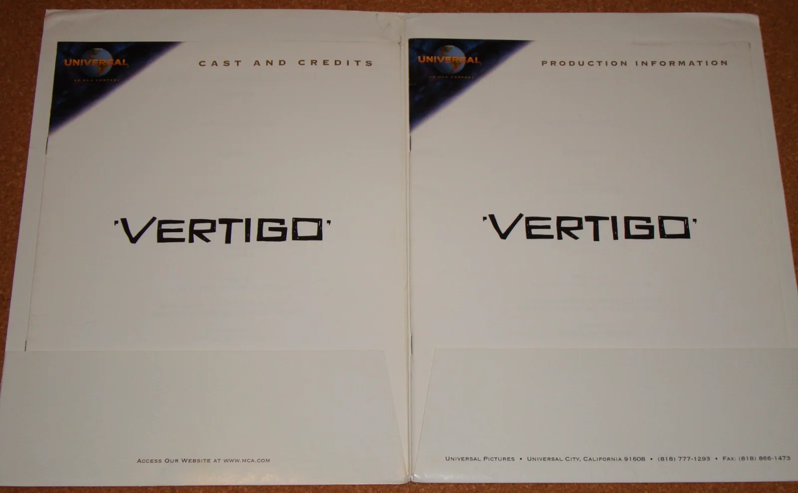 VERTIGO -Hitchcock -rare 1996 US press kit, with 2 stills/photos - Saul Bass art, изображение 3