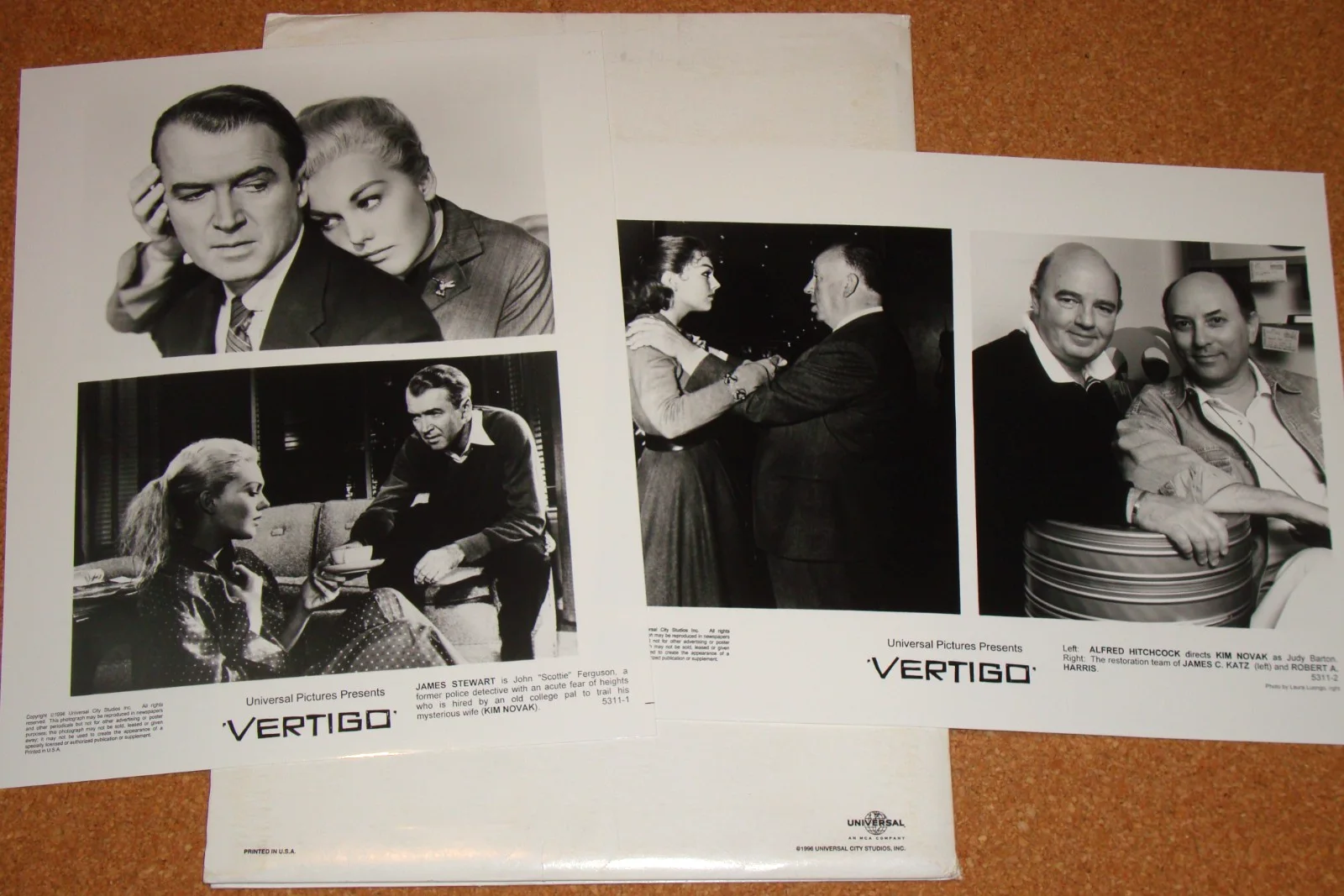 VERTIGO -Hitchcock -rare 1996 US press kit, with 2 stills/photos - Saul Bass art, изображение 4