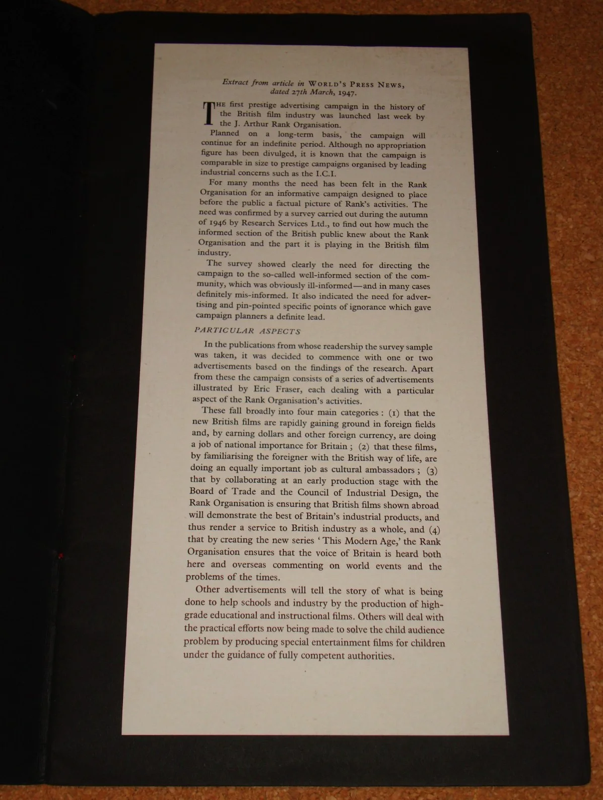 ARTHUR RANK ORGANISATION - RARE UK 1947 original film information campaign book, изображение 3