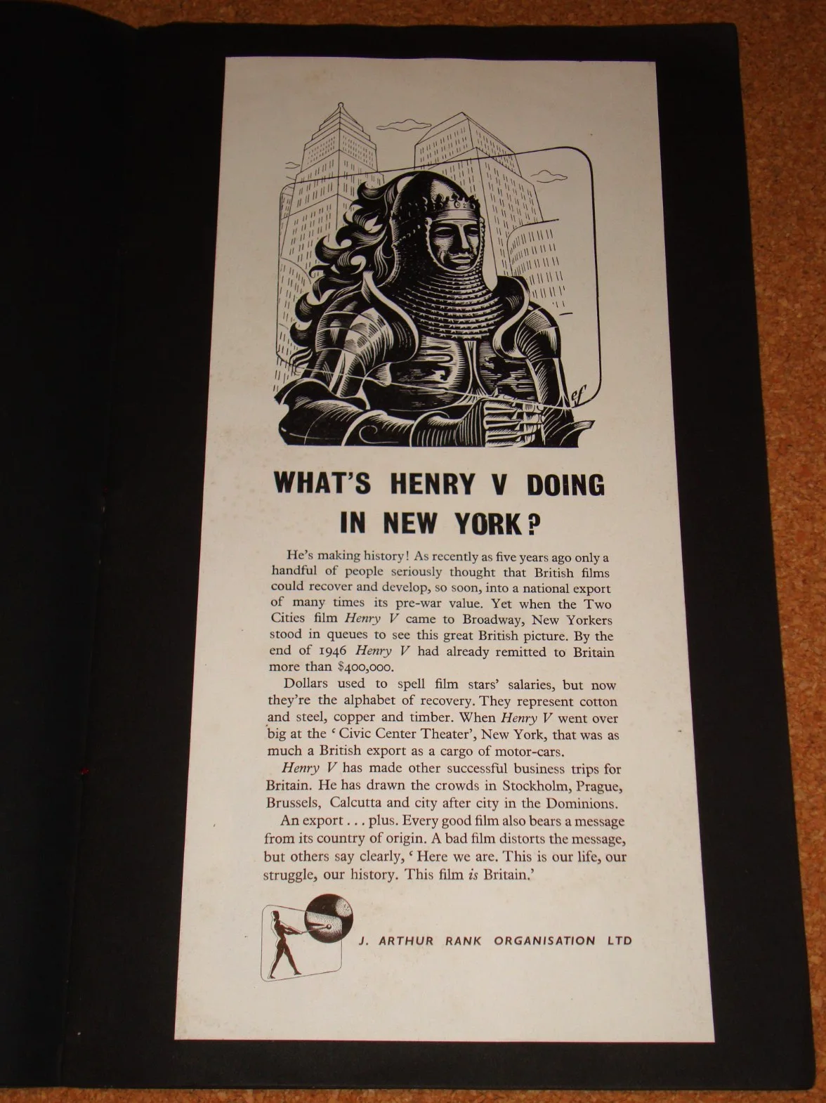 ARTHUR RANK ORGANISATION - RARE UK 1947 original film information campaign book, изображение 5