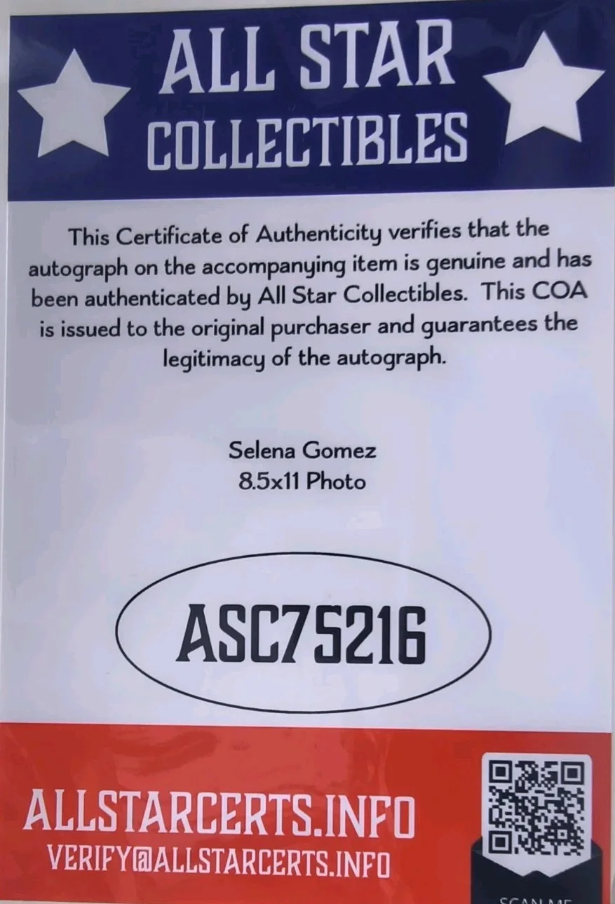 SELENA GOMEZ Signed Photo 8.5x11" -COA Included, изображение 2