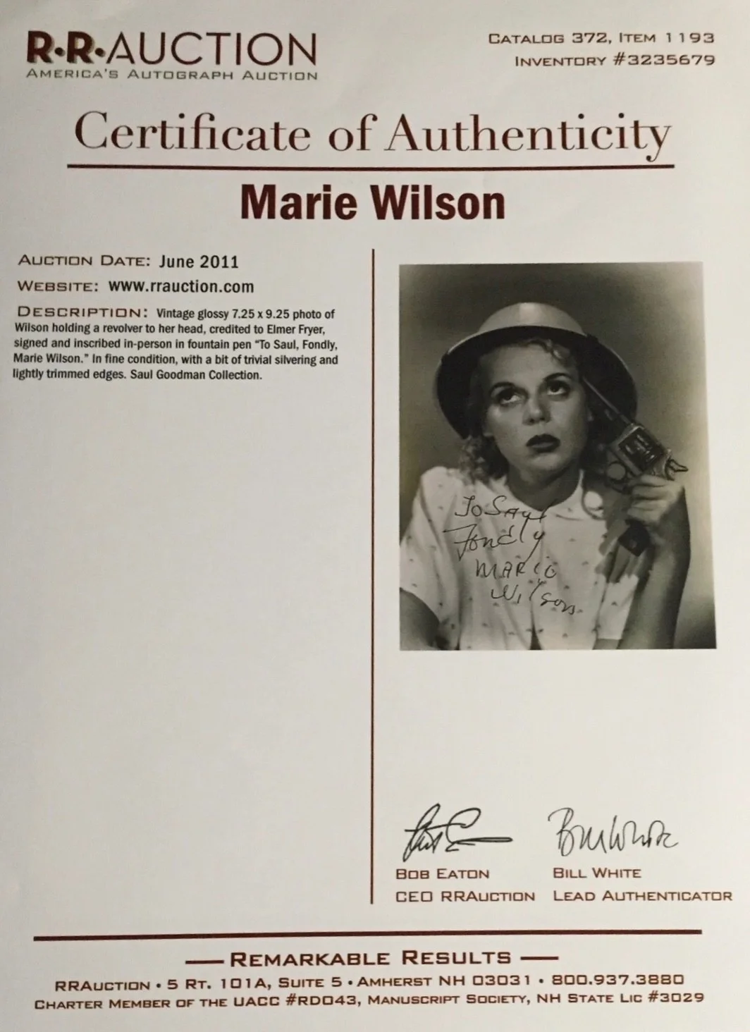 Marie WILSON—SIGNED Gag PHOTO With COA-My Friend Irma Martin+Lewis-Marx Bros, изображение 3