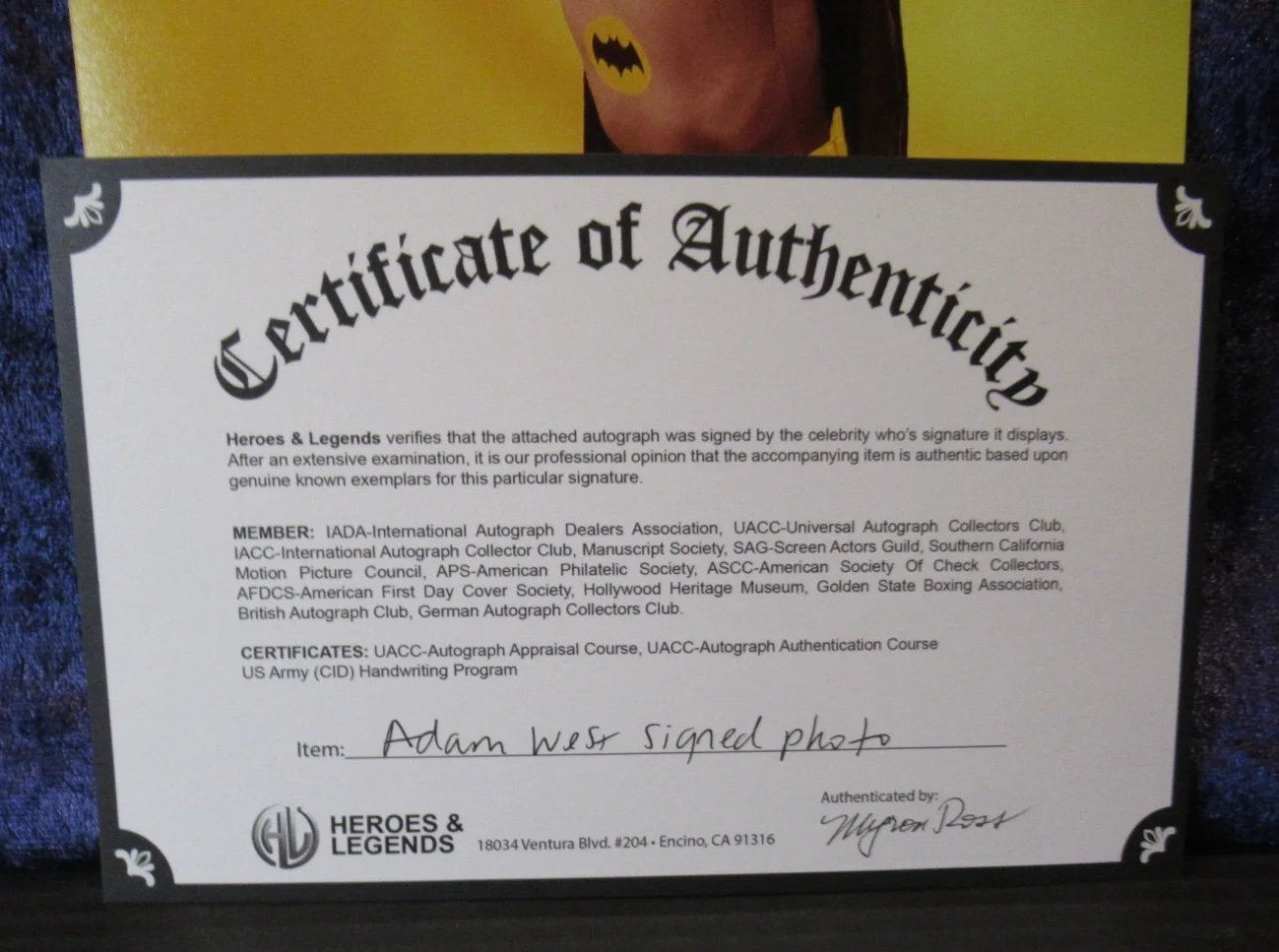 ADAM WEST — ADAM WEST - BATMAN 1960'S TV SIGNED 8"X10" PHOTO AUTOGRAPHED W COA, image 5