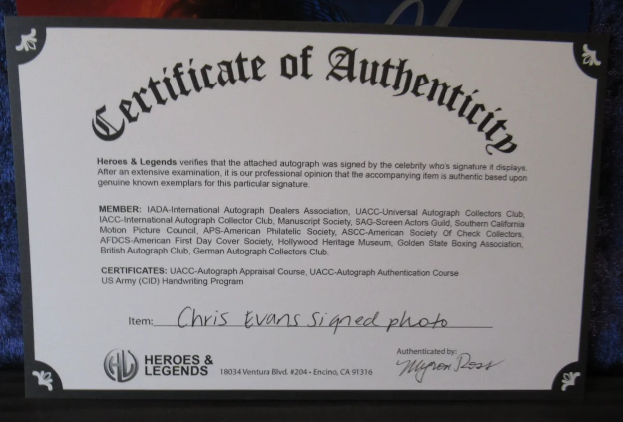 CHRIS EVANS — CHRIS EVANS - CAPTAIN AMERICA SIGNED 8"X10" PHOTO AUTOGRAPHED W COA, изображение 5