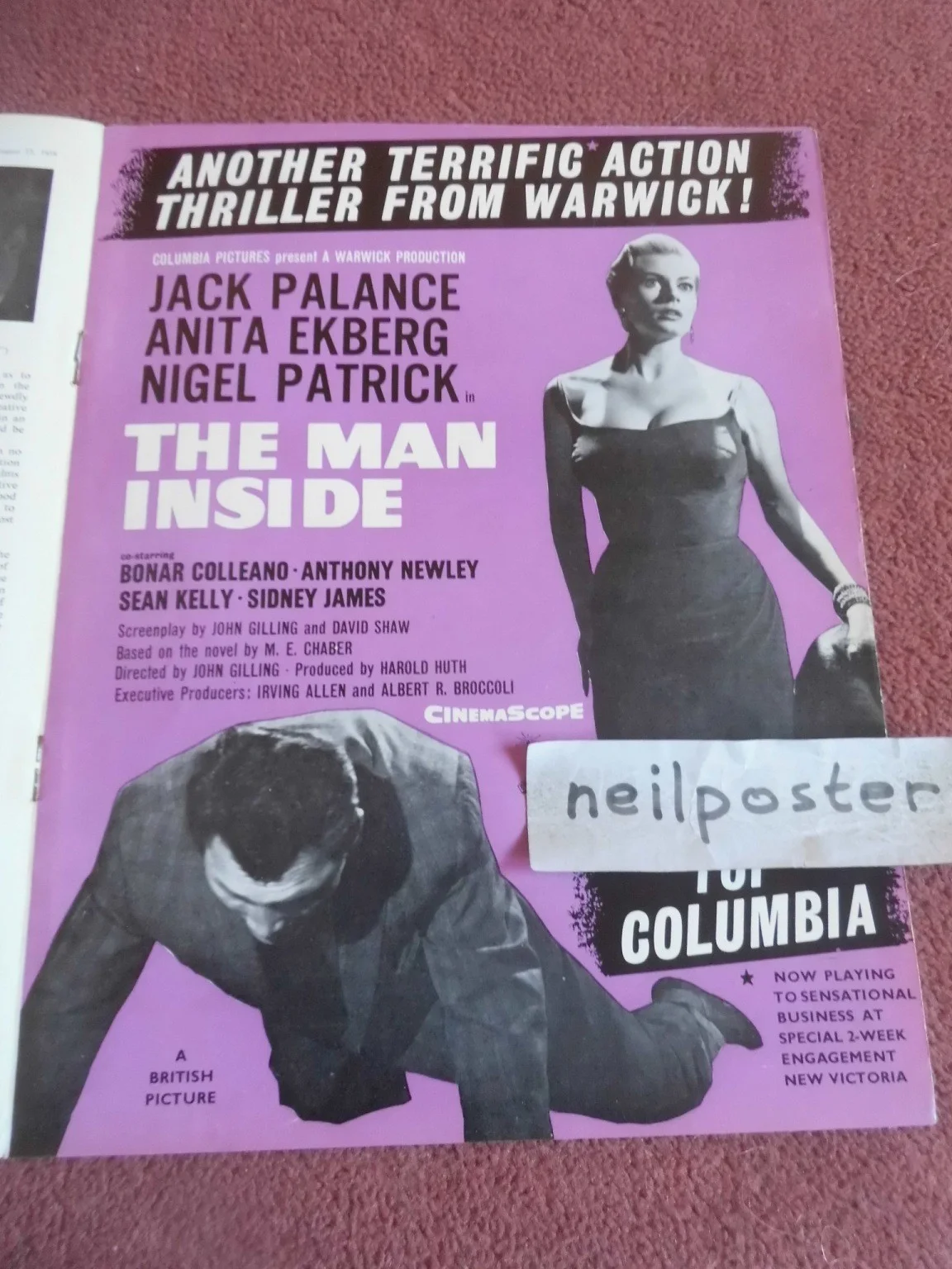 ANITA EKBERG, JACK PALANCE, STANLEY BAKER (1958) in UK trade mag DAILY CINEMA, изображение 3