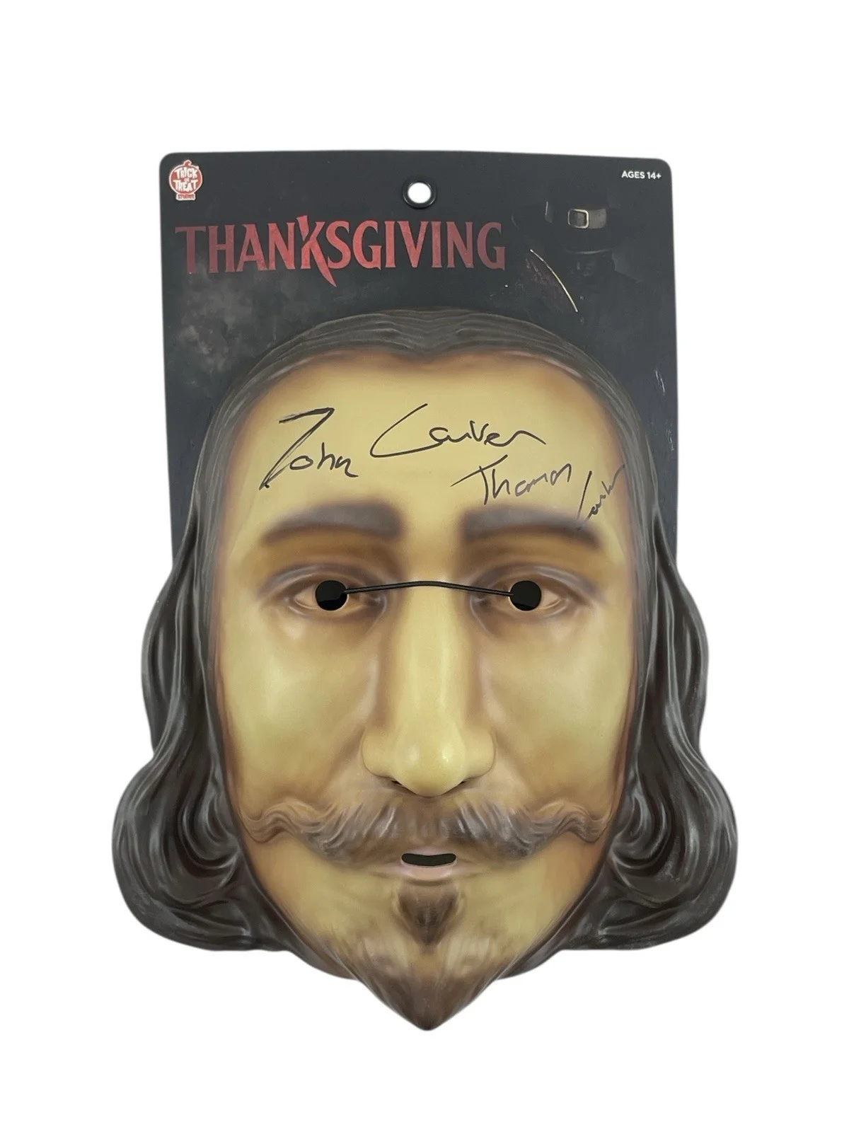 Thomas Lorber — John Carver Autographed Signed Prop Replica Mask Thanksgiving Thomas Lorber JSA, image 5