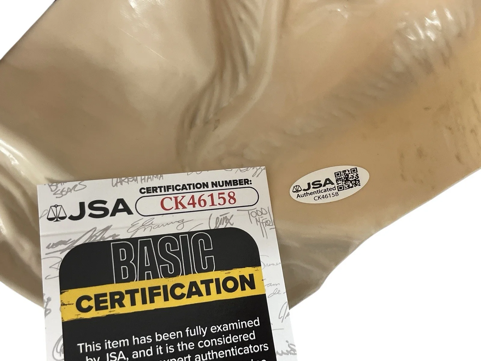 Thomas Lorber — John Carver Autographed Signed Prop Replica Mask Thanksgiving Thomas Lorber JSA, image 2