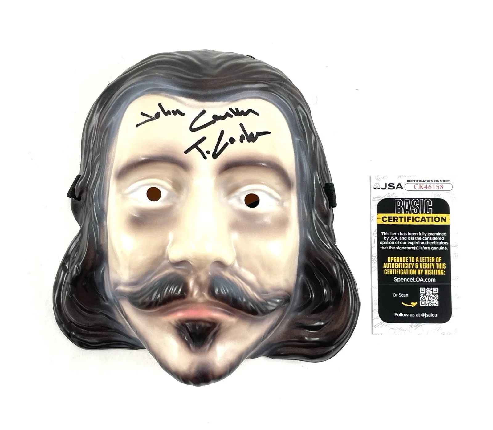 Thomas Lorber — John Carver Autographed Signed Prop Replica Mask Thanksgiving Thomas Lorber JSA, image 3