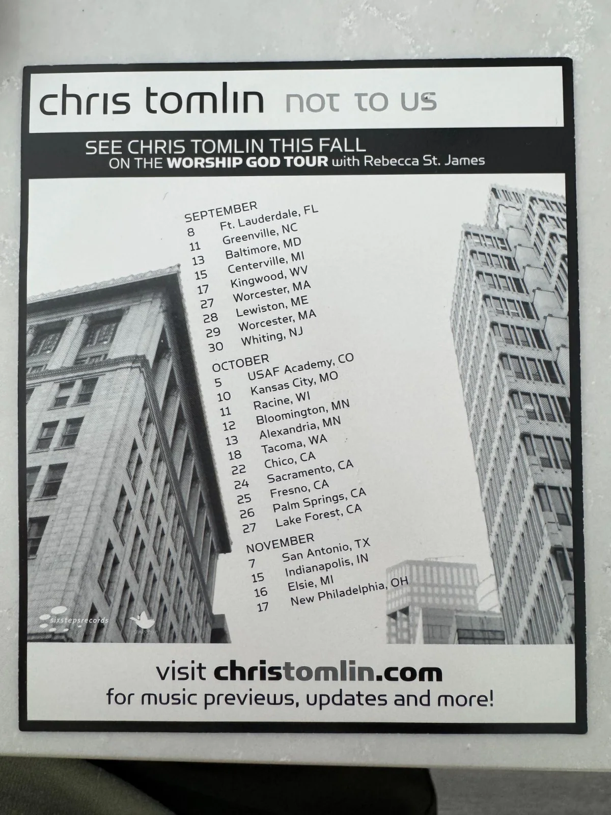 Chris Tomlin signed CD and Tour announcement 4x5 inches, изображение 2