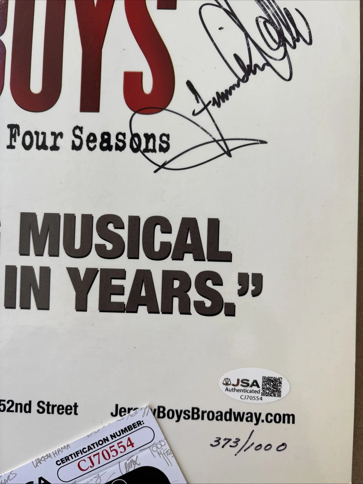 FRANKIE VALLI hand SIGNED JERSEY BOYS BROADWAY Poster JSA COA, image 4
