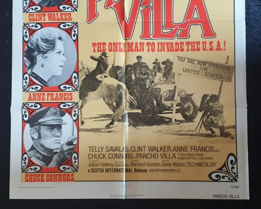 Pancho Villa 1972 Original Movie Poster US One Sheet 27x41 Folded Telly Savalas, изображение 2