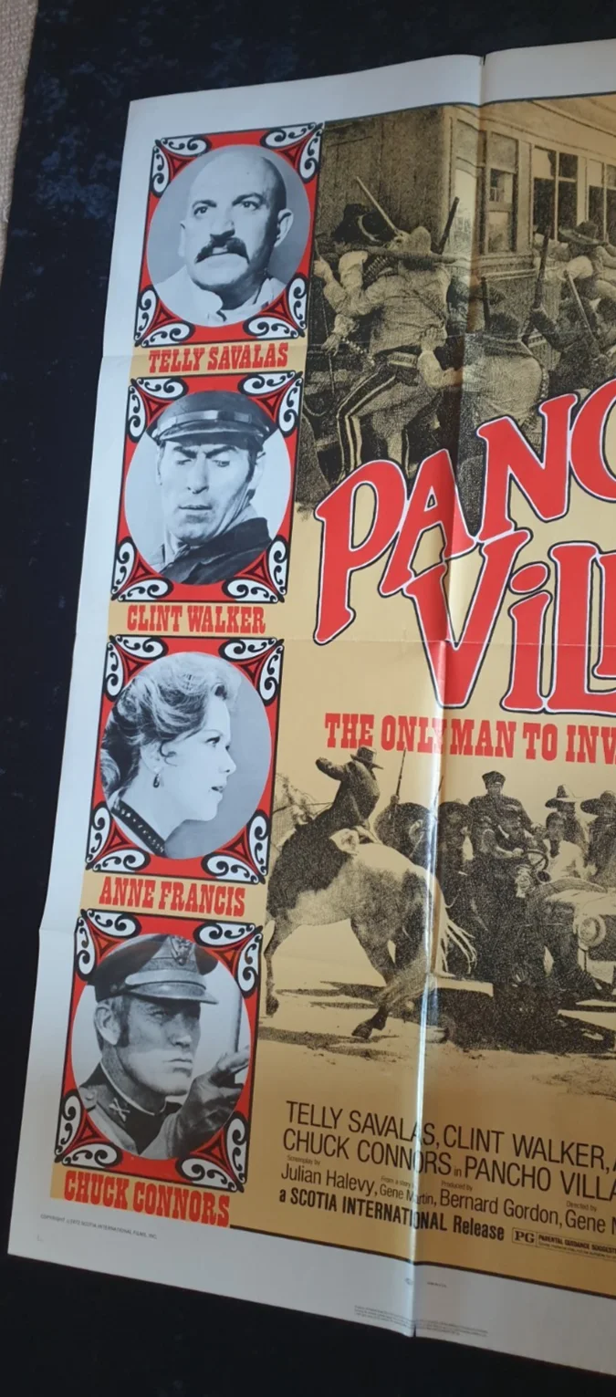 Pancho Villa 1972 Original Movie Poster US One Sheet 27x41 Folded Telly Savalas, изображение 4