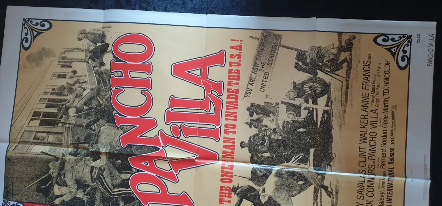 Pancho Villa 1972 Original Movie Poster US One Sheet 27x41 Folded Telly Savalas, изображение 5