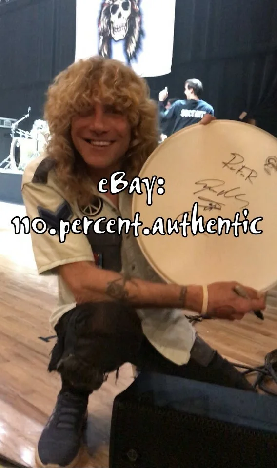 STEVEN ADLER GUNS N ROSES SIGNED DRUMHEAD *EXACT PROOF*, image 3