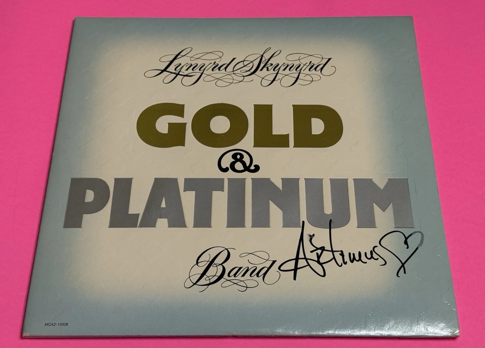 ARTIMUS PYLE LYNYRD SKYNYRD SIGNED GOLD AND PLATINUM VINYL RECORD *EXACT PROOF*, image 2