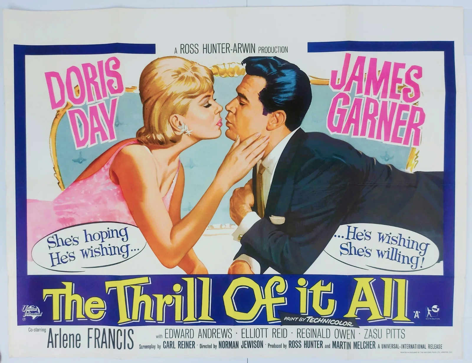 THE THRILL OF IT ALL ORIGINAL UK QUAD FILM POSTER 1963, изображение 2