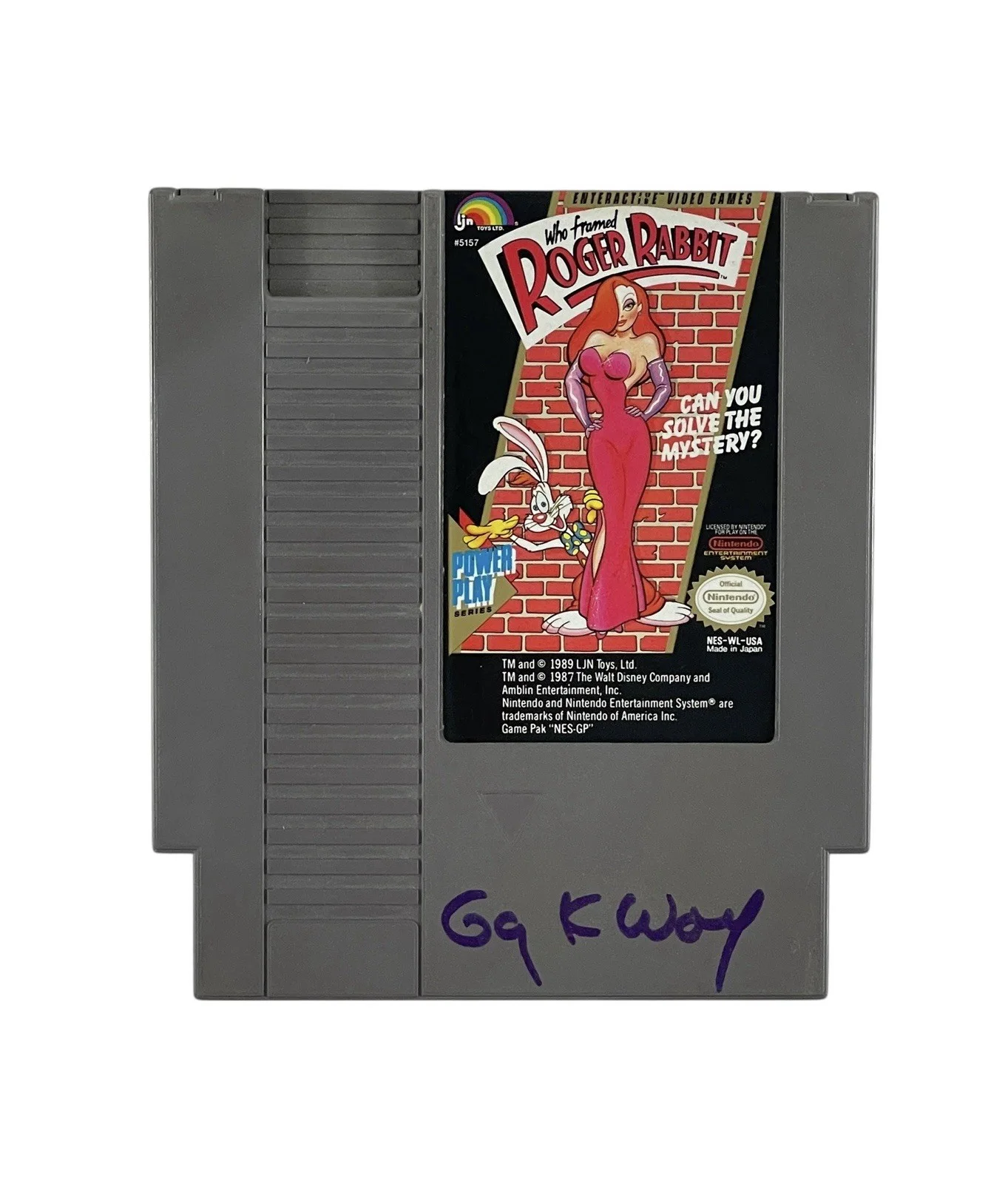 Gary K. Wolf — Who Framed Roger Rabbit Gary K. Wolf Signed Nintendo Game Cartridge Disney JSA, image 2