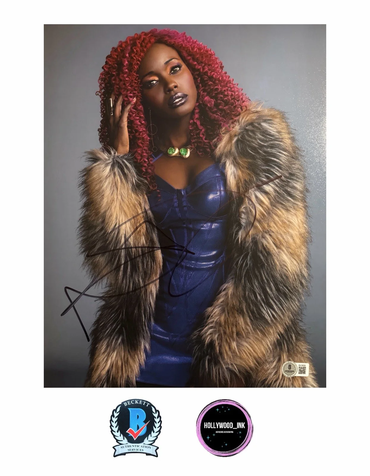 Anna Diop — ANNA DIOP SIGNED 11x14 DC COMICS TEEN TITANS STARFIRE PHOTO BECKETT BV18529