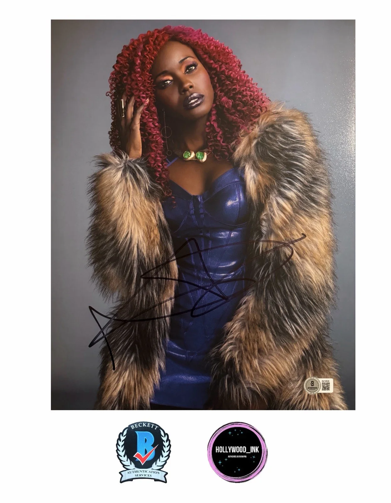 Anna Diop — ANNA DIOP SIGNED 11x14 DC COMICS TEEN TITANS STARFIRE PHOTO BECKETT BV18528