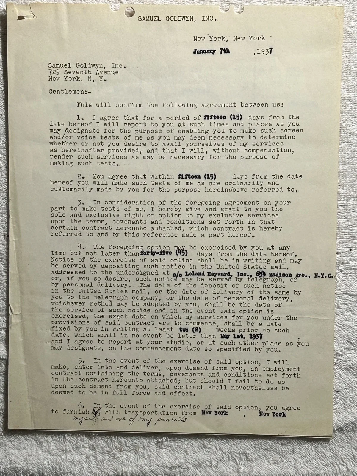 7 SIGNED DEAD END KID/BOWERY BOY GOLDWYN CONTRACTS—Gorcey—Hall—Halop—Dell—Punsly, изображение 5