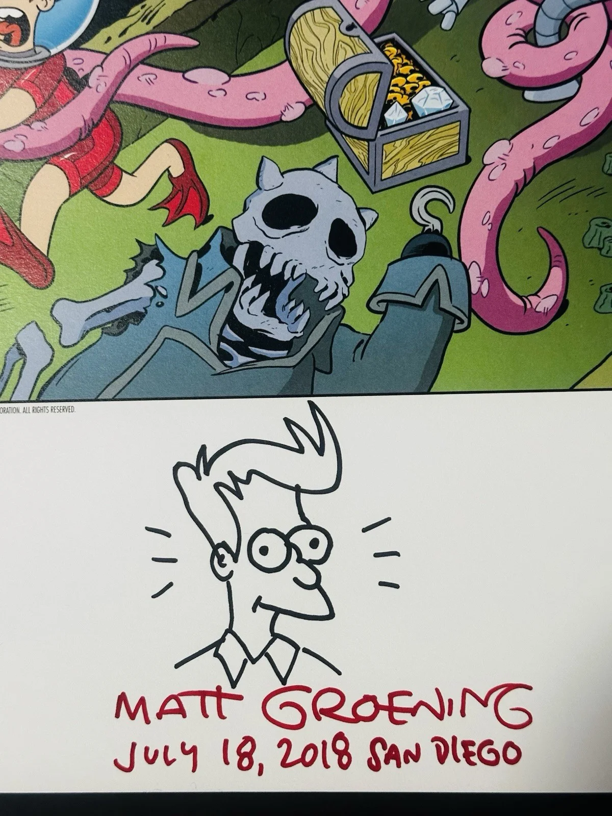 Matt Groening — Matt Groening signed Sketched Futurama Poster In Person. The Simpsons. Bart, изображение 3