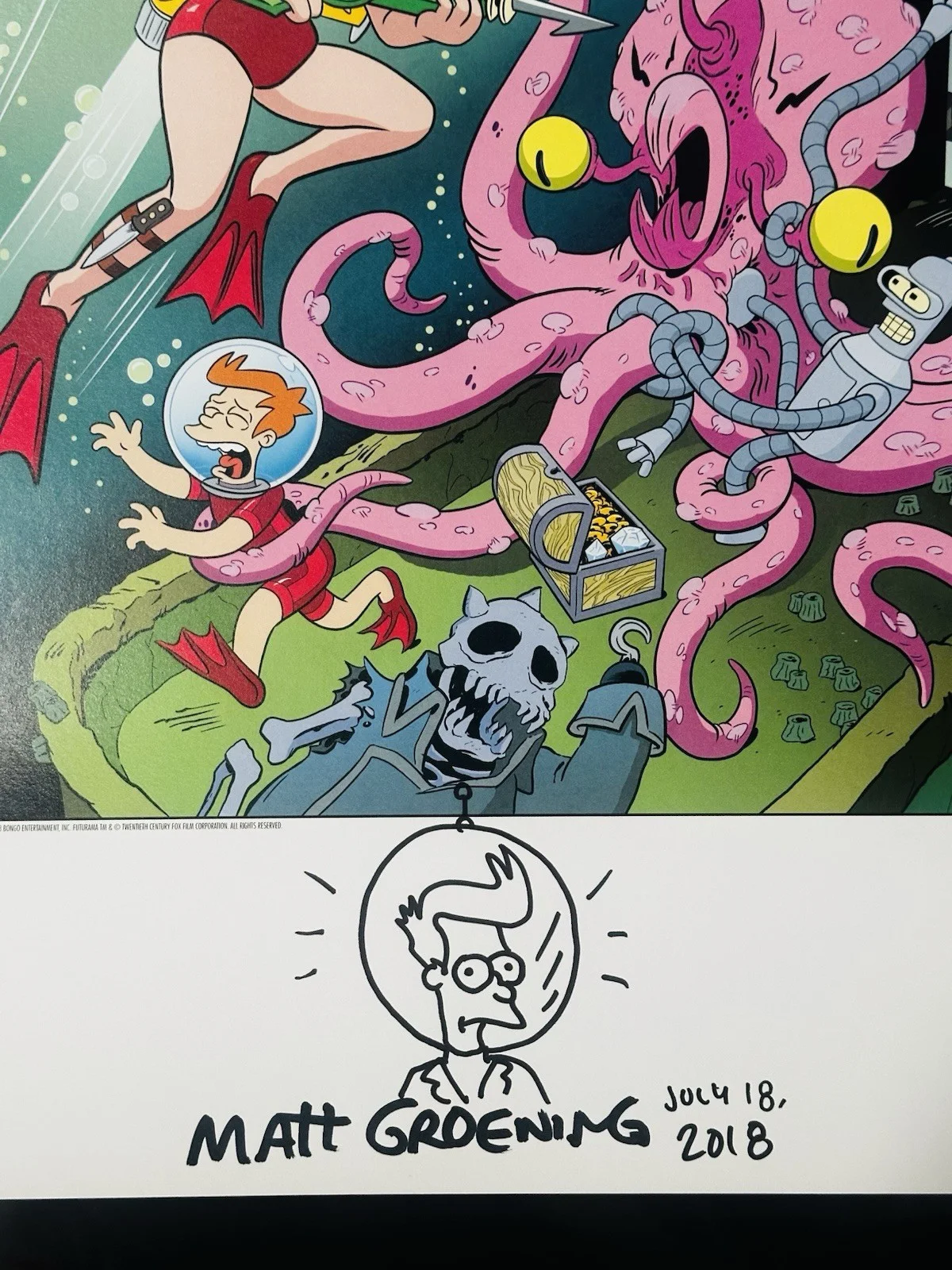 Matt Groening — Matt Groening signed Sketched Futurama Poster In Person. The Simpsons. Bart, изображение 2