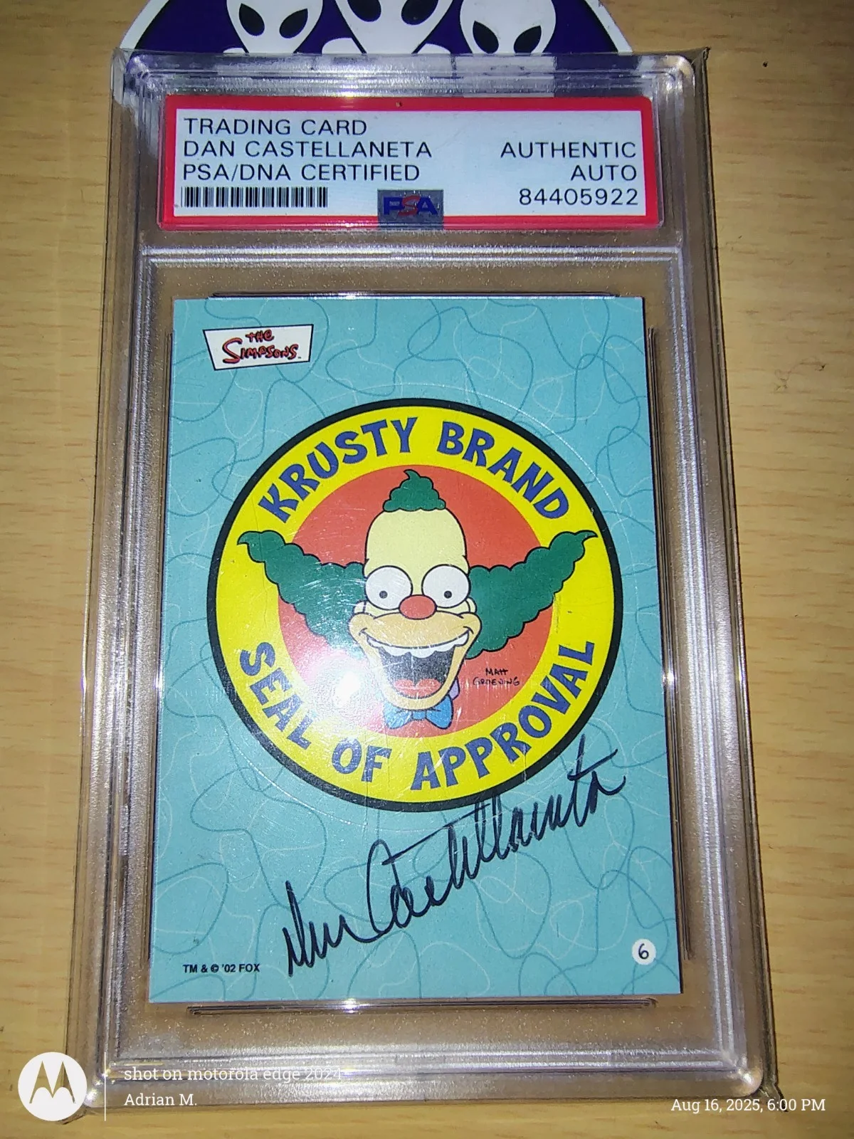 Dan Castellaneta — 2002 Topps The Simpsons Dan Castellaneta Signed Auto Trading Card #6 PSA/DNA