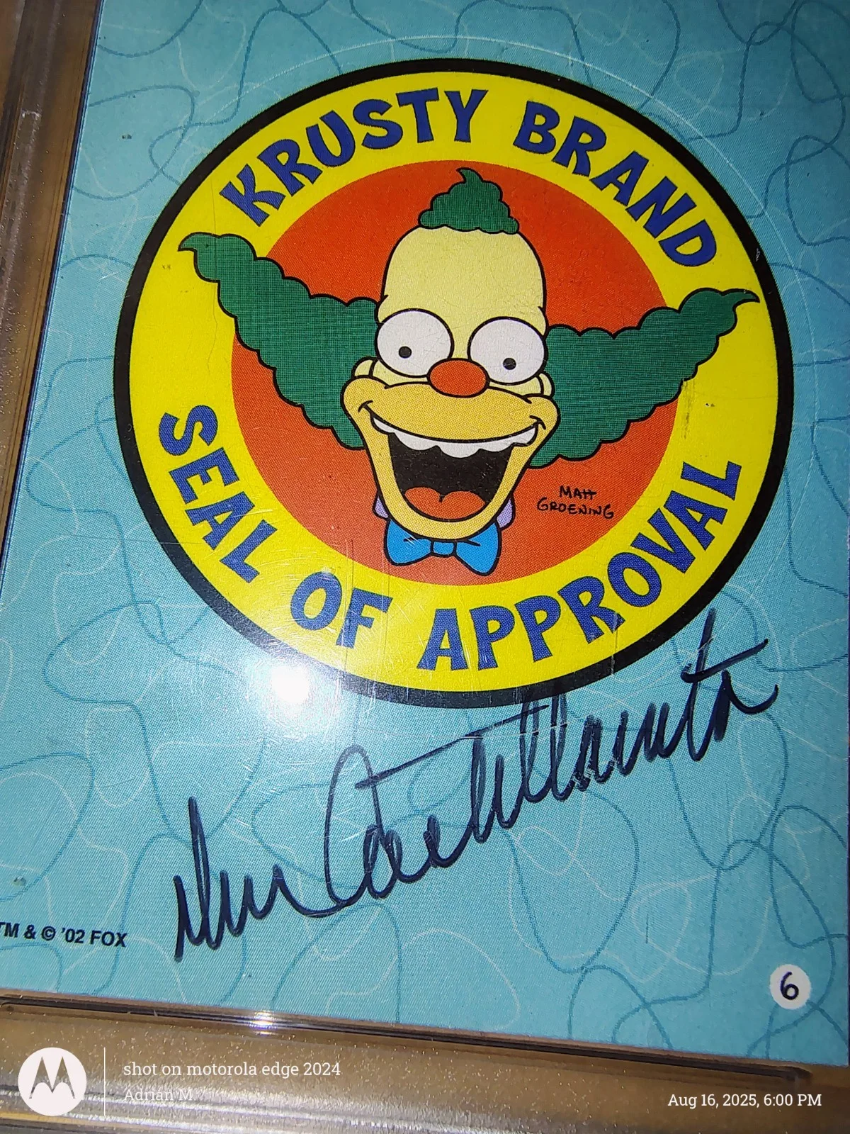 Dan Castellaneta — 2002 Topps The Simpsons Dan Castellaneta Signed Auto Trading Card #6 PSA/DNA, изображение 3