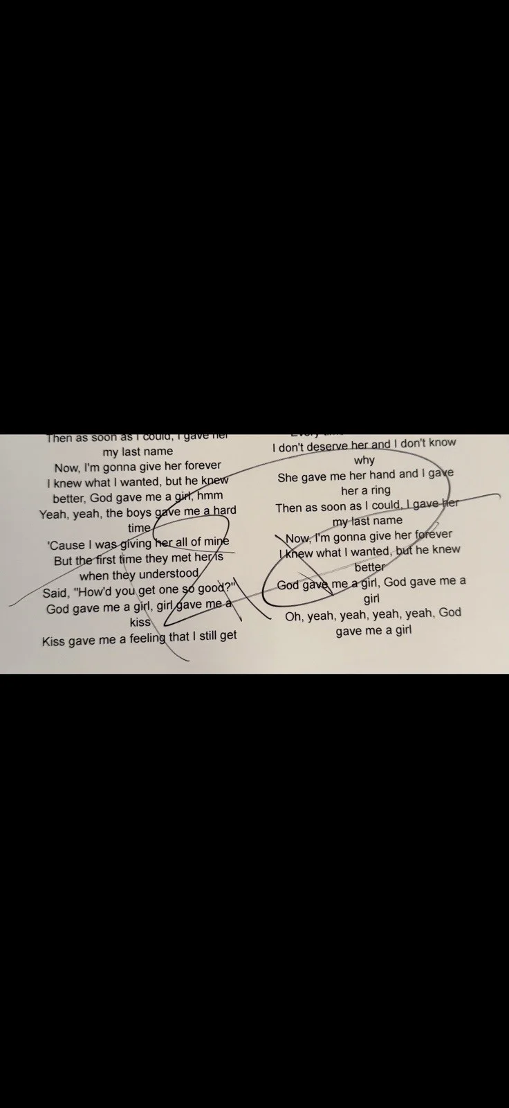 Russell Dickerson Signed Autographed “God Gave Me A Girl” Lyric Sheet, изображение 2
