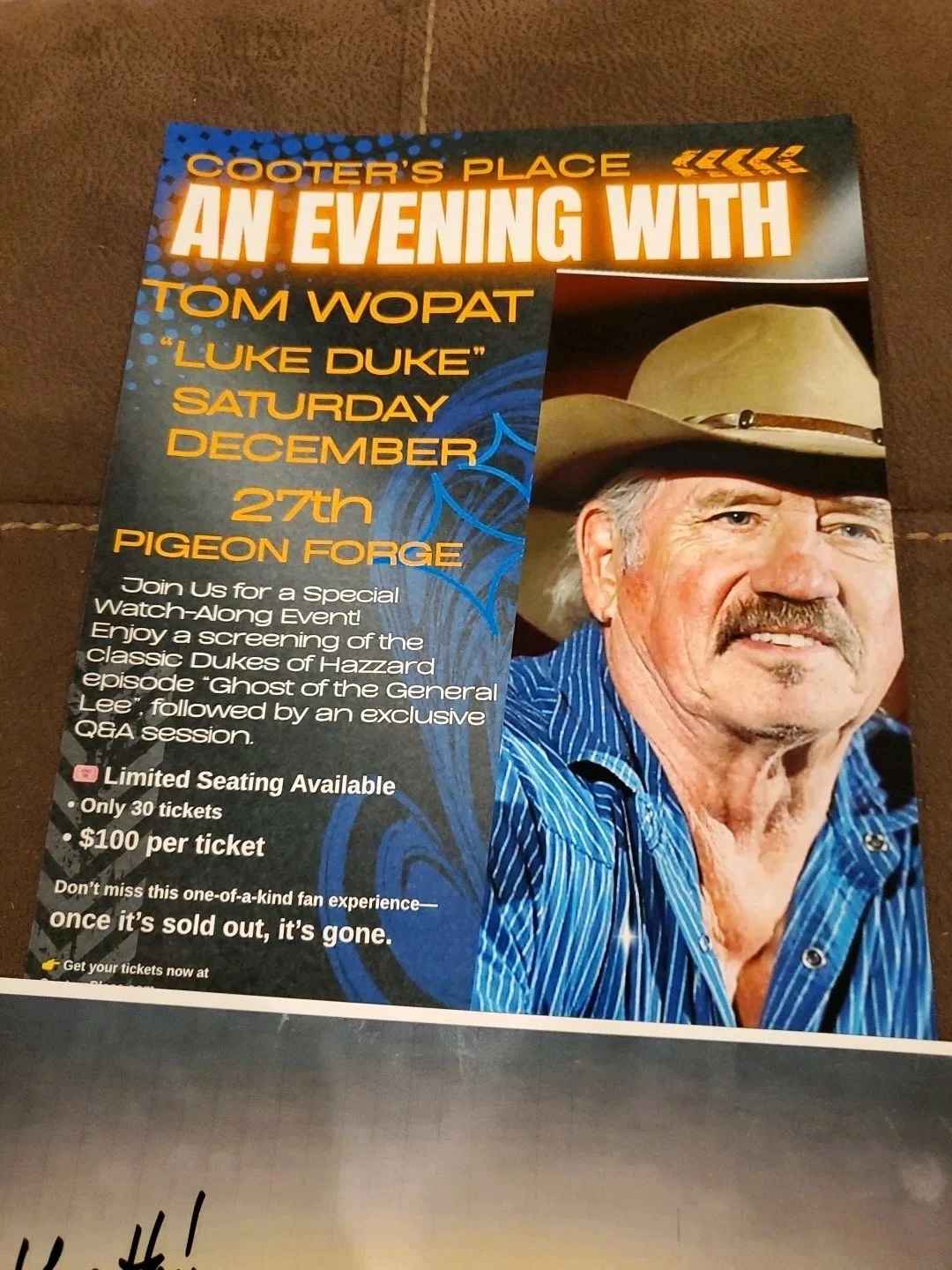 TOM WOPAT — An Evening w/ Tom Wopat @ COOTERS 2025 SIGNED Photo 1/40& Event Poster LUKE DUKE, изображение 4