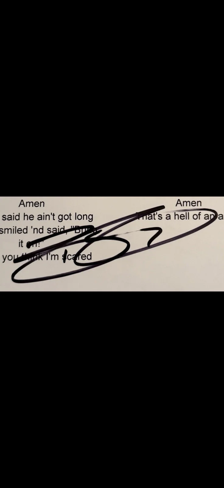 Brantley Gilbert Country Music Autographed “One Hell Of An Amen” Lyric Sheet, изображение 2