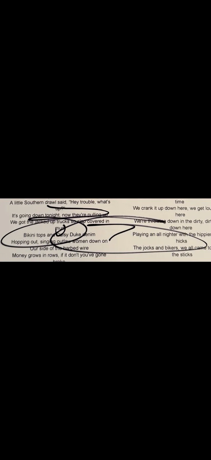 Brantley Gilbert Country Music Autographed “Kick It In The Sticks” Lyric Sheet, image 2