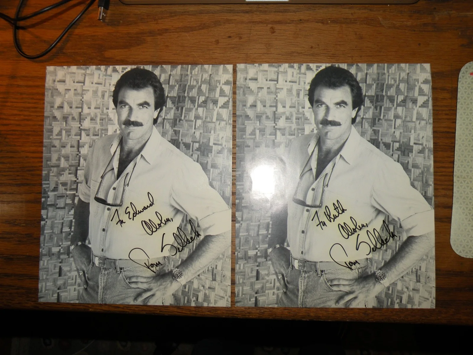 Tom Selleck — 2 Hawaii TOM SELLECK 8X10 SIGNED B&W Photo Magnum P.I. Aloha 1980's Authentic, изображение 2