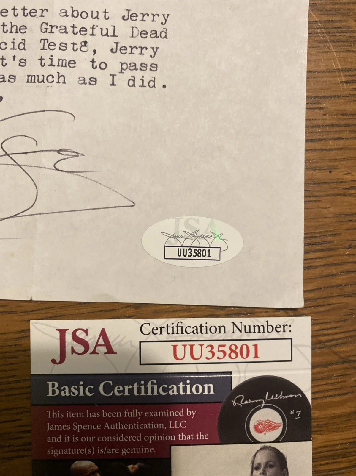 Tom Wolfe Signed Autographed Letter JSA Writer Jerry Garcia Electric Kool-Aid, image 2