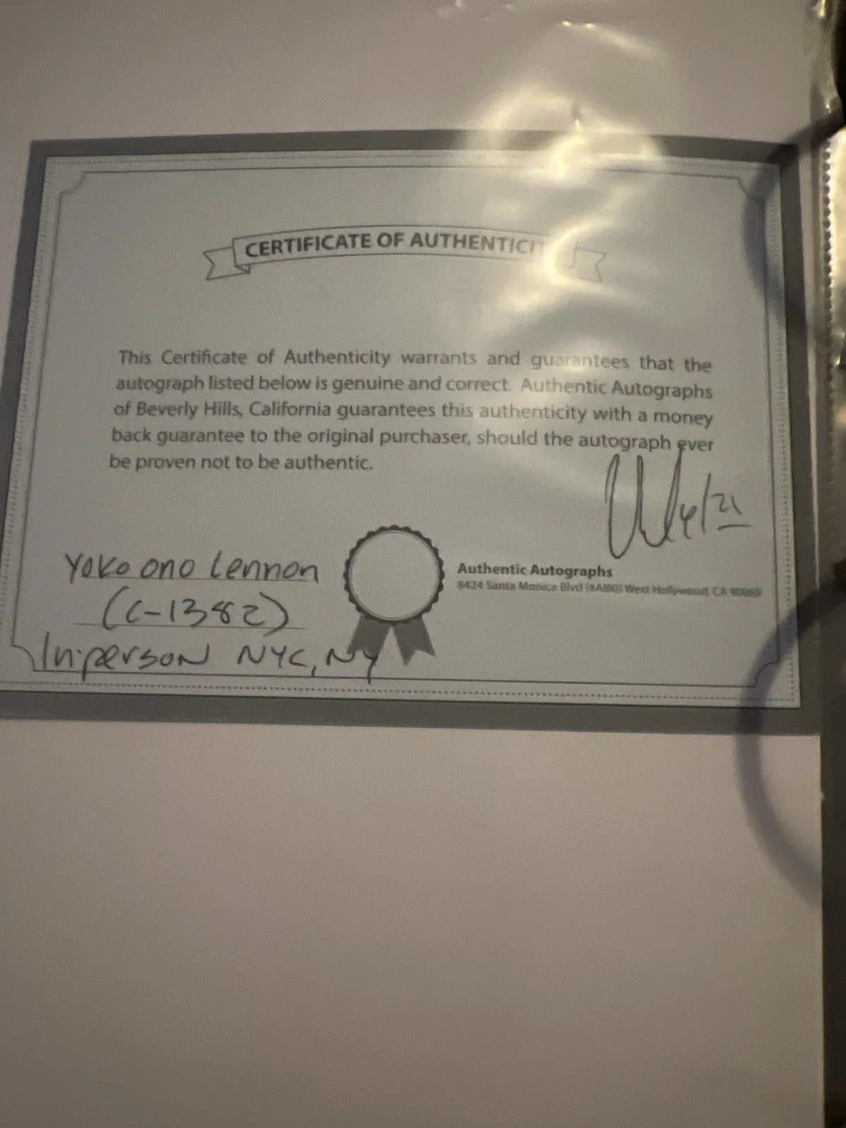 Yoko Ono Signed Photo Autographed “Imagine” 2012 – COA Included, image 4