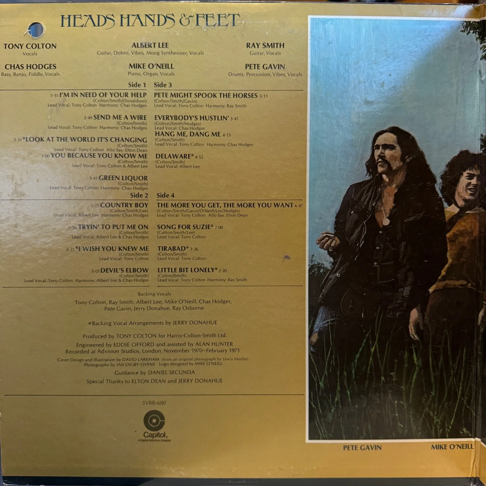 HEAD HANDS & FEET AUTOGRAPHED by ALBERT LEE Capitol SVBB-680 LA press gatefold, image 3