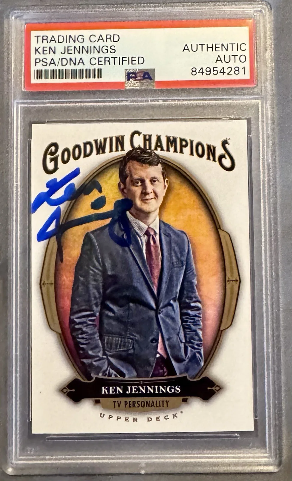 Ken Jennings — Ken Jennings Signed Upper Deck Goodwin Champions Card #19 (PSA/DNA) Jeopardy