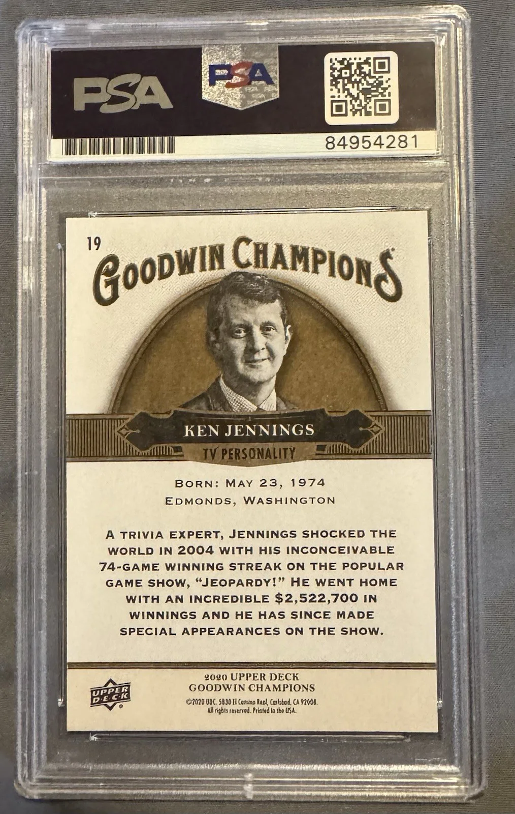 Ken Jennings — Ken Jennings Signed Upper Deck Goodwin Champions Card #19 (PSA/DNA) Jeopardy, image 2