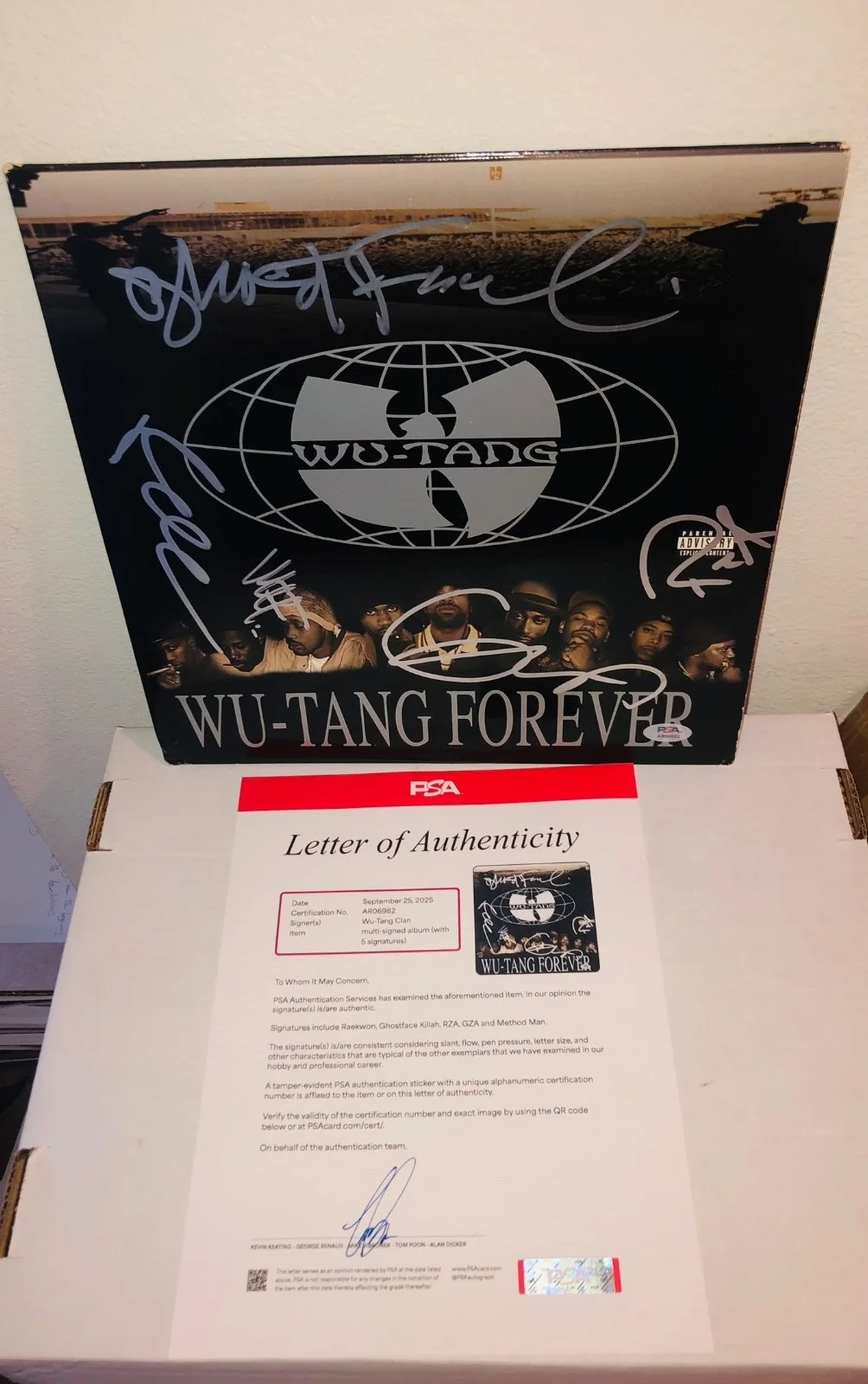 Wu Tang Clan Wu Tang Forever Group Signed Vinyl Record LP PSA Letter RARE A, image 3
