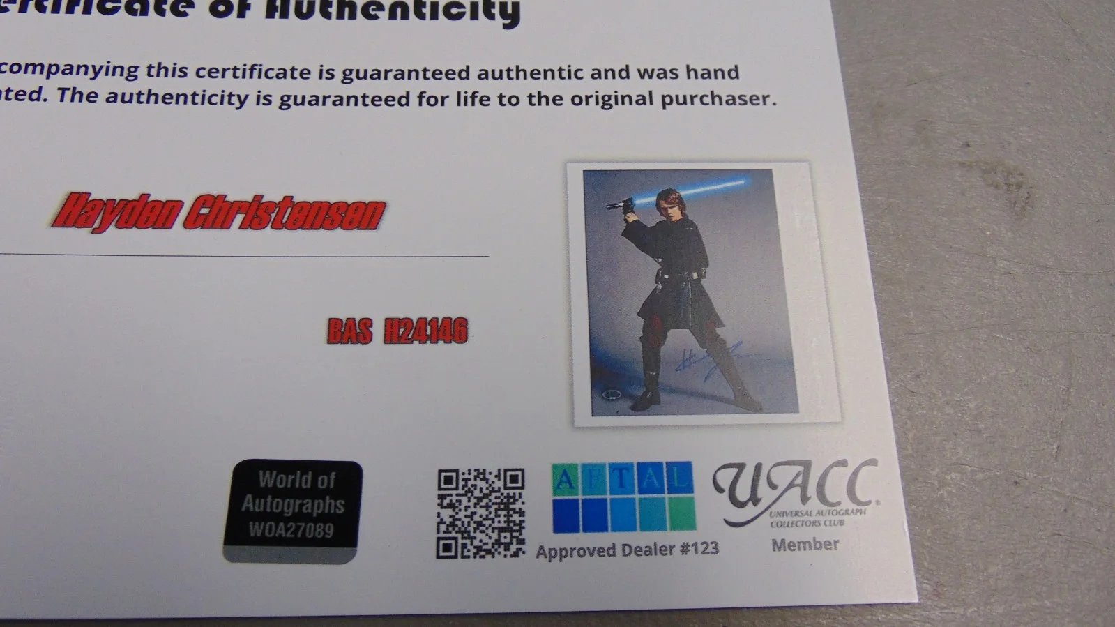 Hayden Christensen — Haden Christensen Star Wars - Signed COA Beckett 11 x 14 - # H24146 - SHIPS FREE, изображение 4