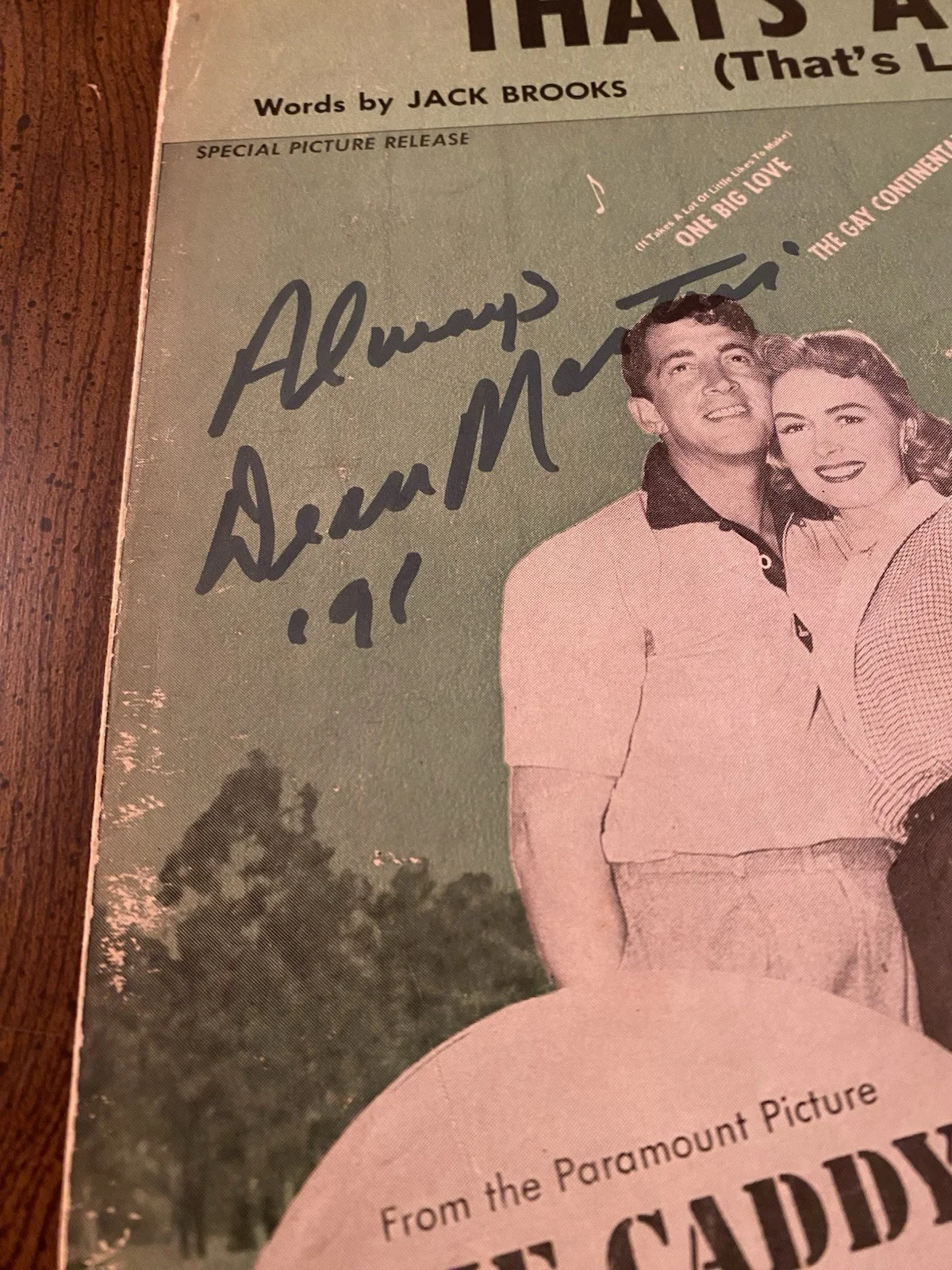 Dean Martin, Jerry Lewis — Jerry Lewis Dean Martin Signed Autographed That’s Amore Sheet Music w/ COA RARE, изображение 3