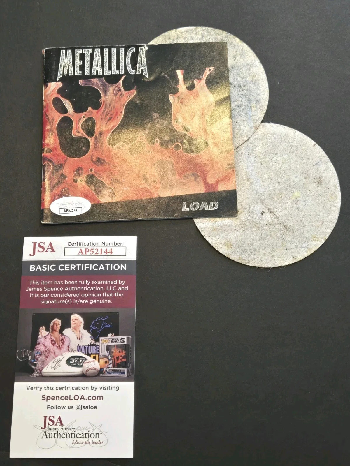 Signed METALLICA Load CD Signed by JASON NEWSTED JSA + 2 After Show Passes 1997, image 5