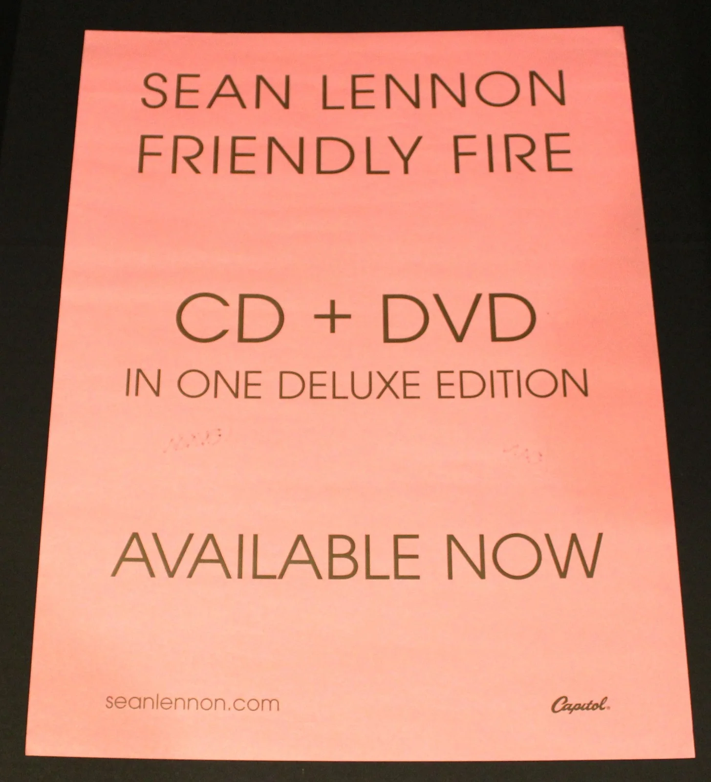 Sean Lennon Signed Poster - Friendly Fire - Beckett Authenticated, image 2