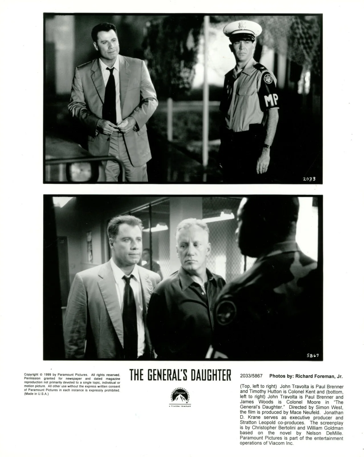 The General's Daughter Press Kit Signed by Travolta & Woods, image 3