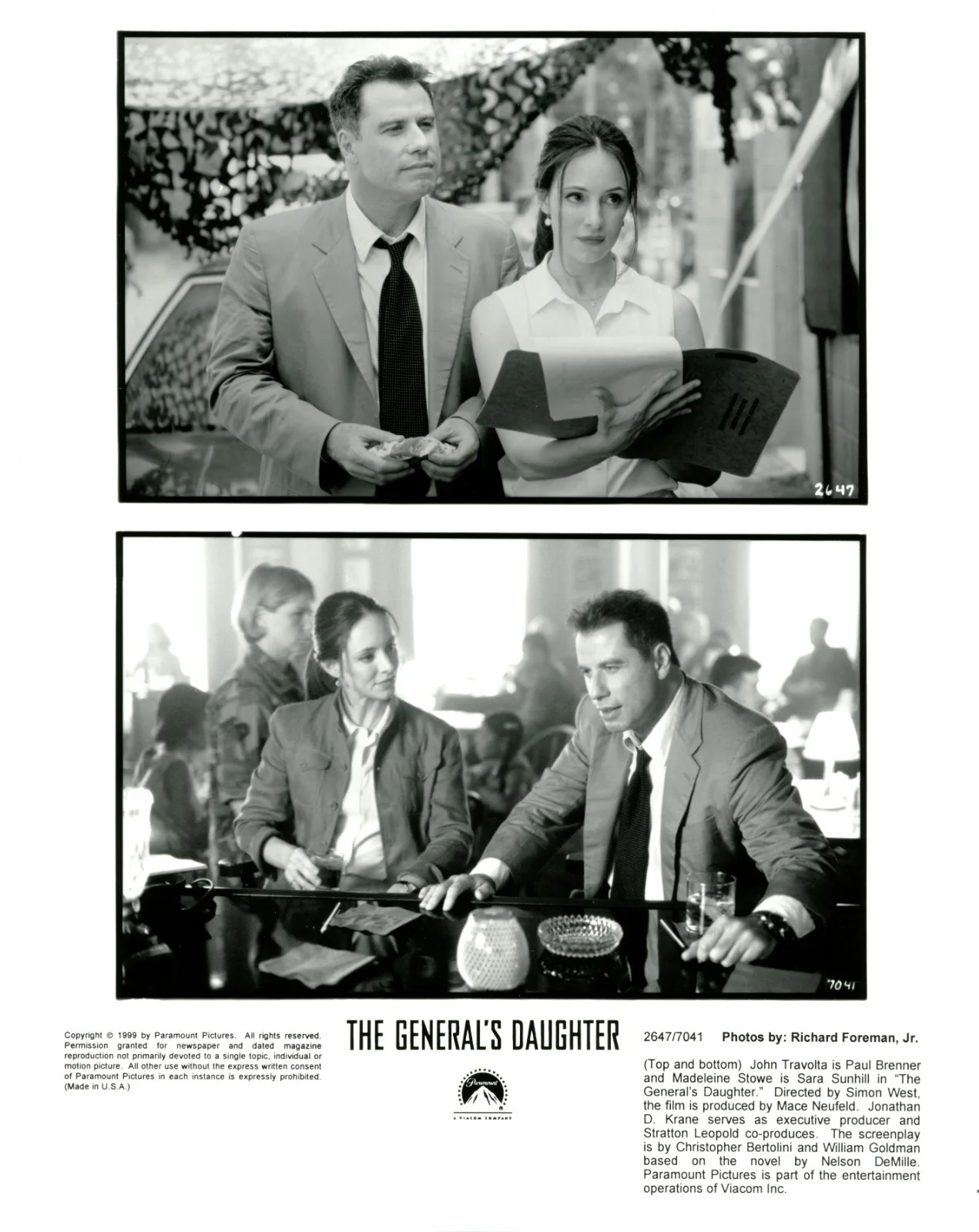 The General's Daughter Press Kit Signed by Travolta & Woods, image 4