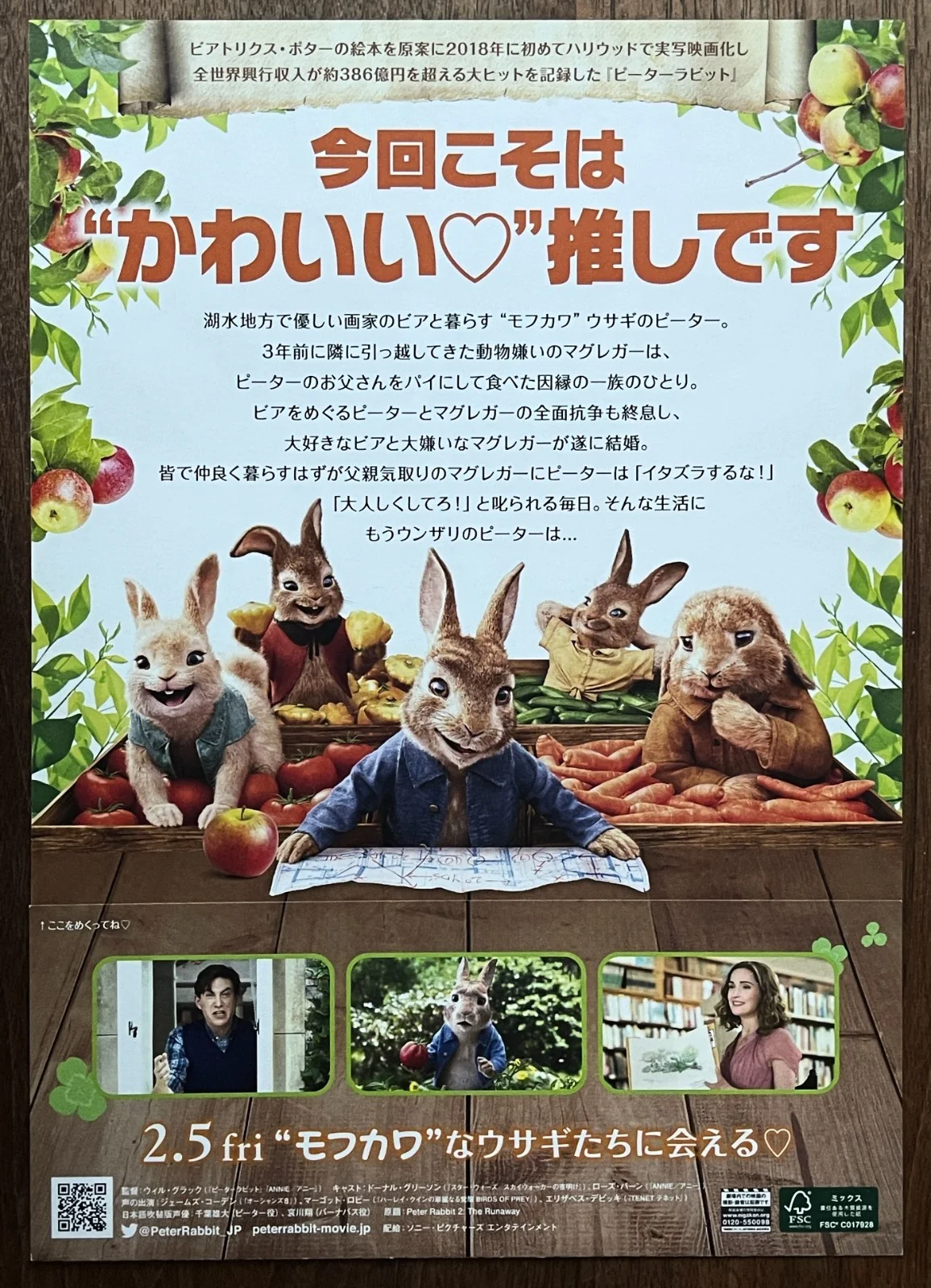 Peter Rabbit 2 - 2021 - japan Chirashi movie flyer mini poster B5 size, изображение 2